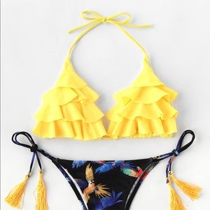 Multicolor bird print bikini